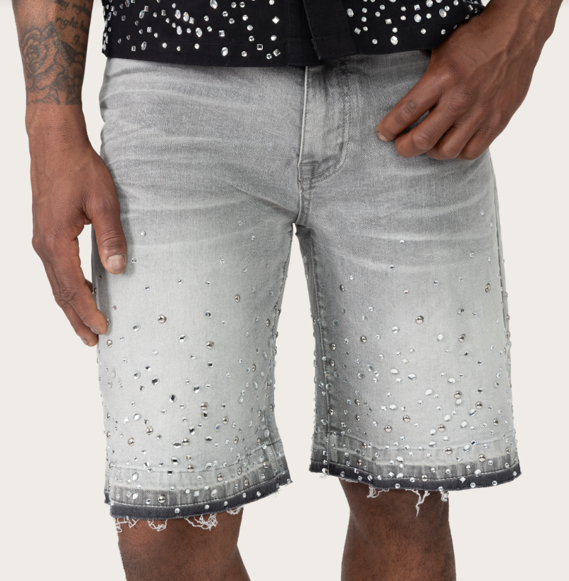 SMOKE RISE MIXED STUD JEAN SHORTS