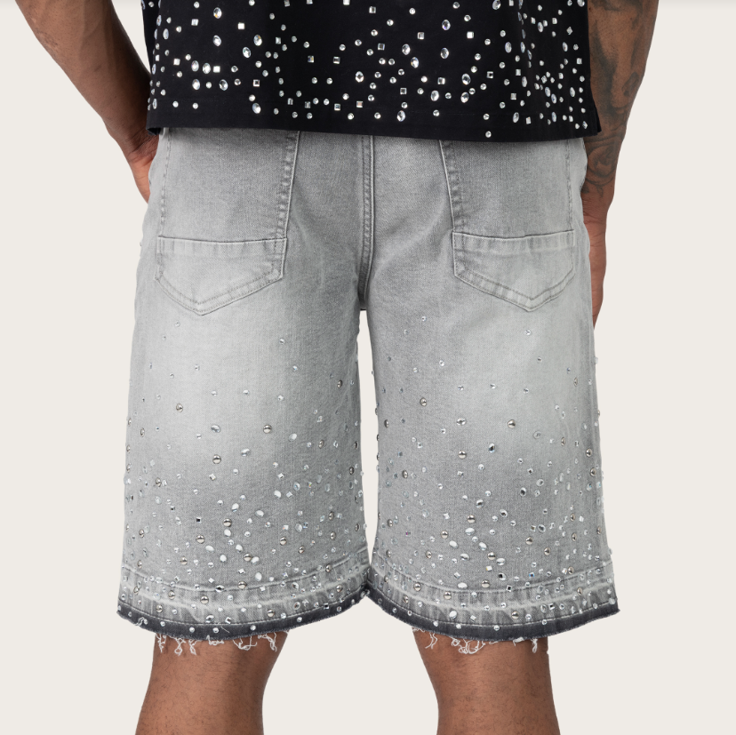 SMOKE RISE MIXED STUD JEAN SHORTS