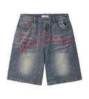 VALE FOREVER ICED OUT JORTS BLUE