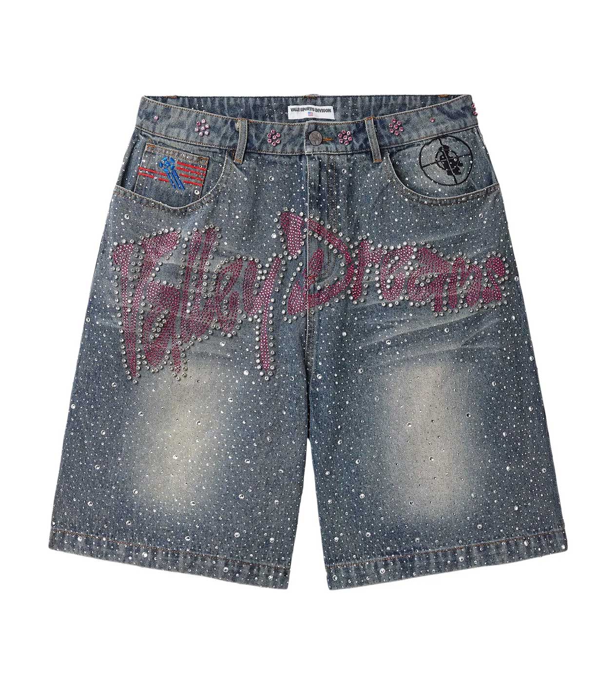 VALE FOREVER ICED OUT JORTS BLUE